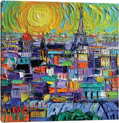 Paris View From Notre Dame Towers Canvas Art Print - Mona Edulesco