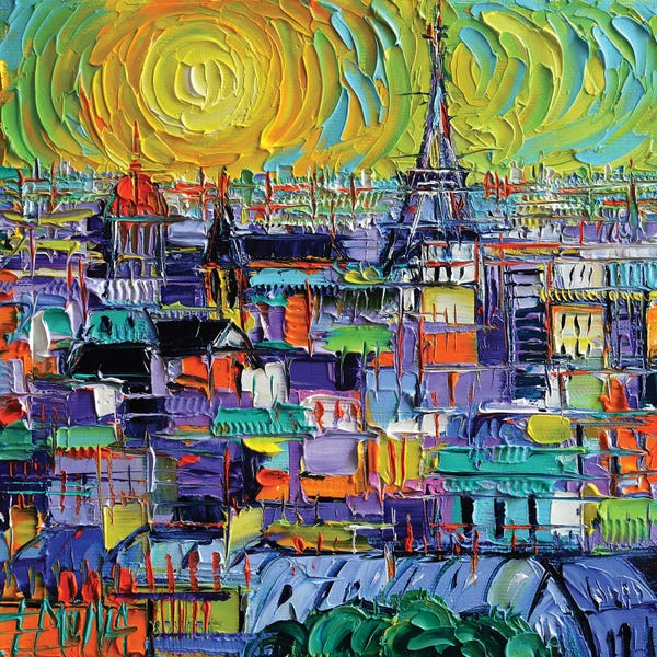 Intense Impressionism: Paris View From Notre Dame Towers by Mona Edulesco