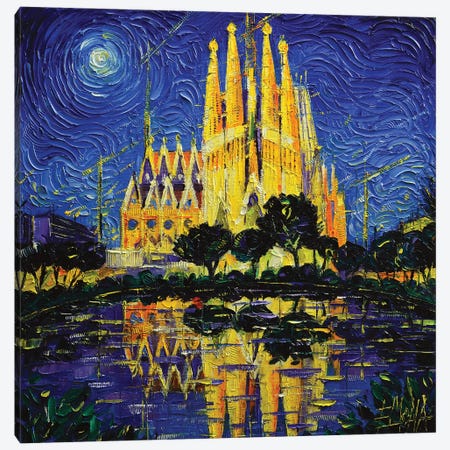 Sagrada Familia Barcelona Mirrored Canvas Print #MGE127} by Mona Edulesco Art Print