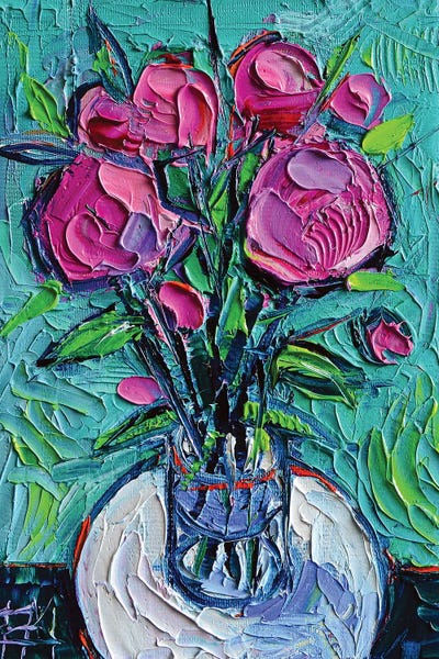 Abstract Peonies On White Table by Mona Edulesco framed wall art