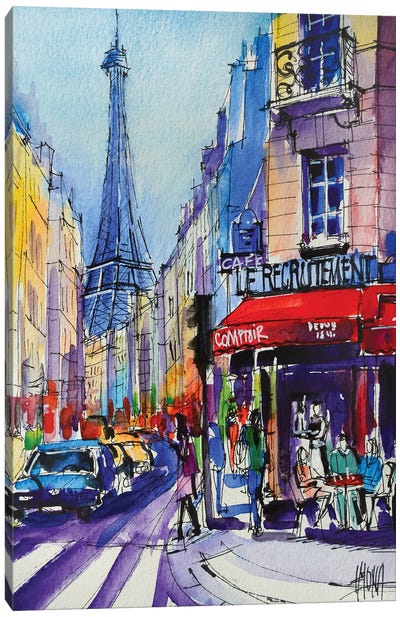 Paris Rue Saint Dominique Canvas Art Print - Mona Edulesco