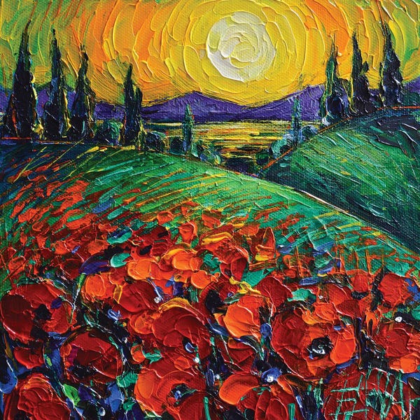 French Country Décor: Poppyscape Sunset by Mona Edulesco