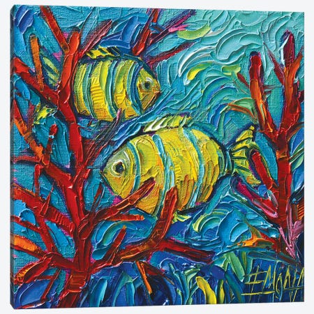 Tropical Yellow Fishes Underwater Canvas Print #MGE137} by Mona Edulesco Canvas Wall Art