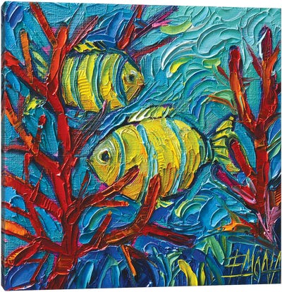 Tropical Yellow Fishes Underwater Canvas Art Print - Mona Edulesco