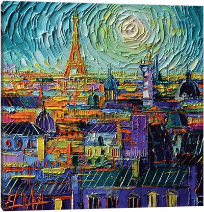 Colorful Paris Rooftops Canvas Art Print - Mona Edulesco