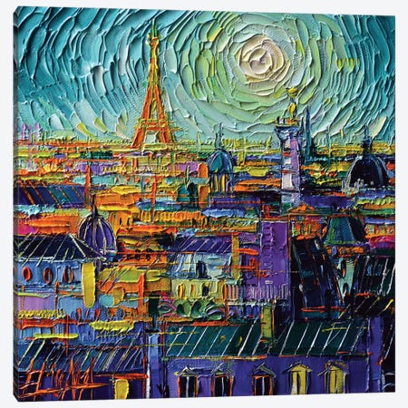 Colorful Paris Rooftops Canvas Print #MGE138} by Mona Edulesco Canvas Art Print