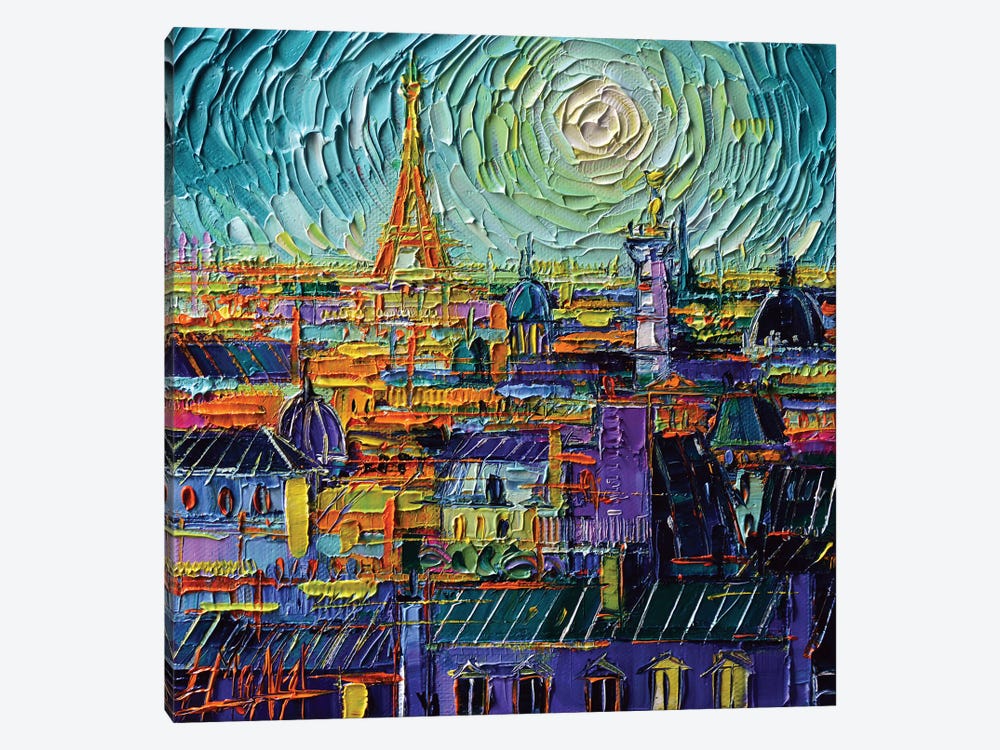 Colorful Paris Rooftops by Mona Edulesco 1-piece Canvas Art Print