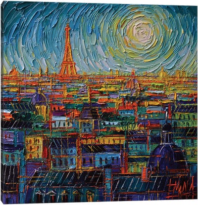 Paris Rooftops In Myriad Colors Canvas Art Print - Mona Edulesco