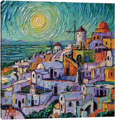 Santorini Magic Canvas Art Print - Mediterranean Décor