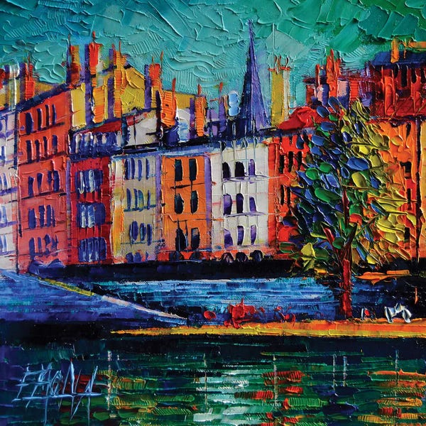 Auvergne-Rhône-Alpes: Colorful Waterfront In Lyon France by Mona Edulesco