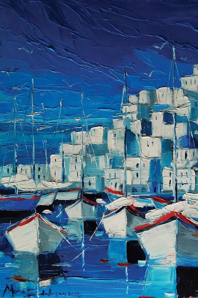 Mona Edulesco: Greek Harbor by Mona Edulesco