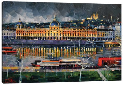 Hôtel-Dieu de Lyon Before The Storm Canvas Art Print - Mona Edulesco