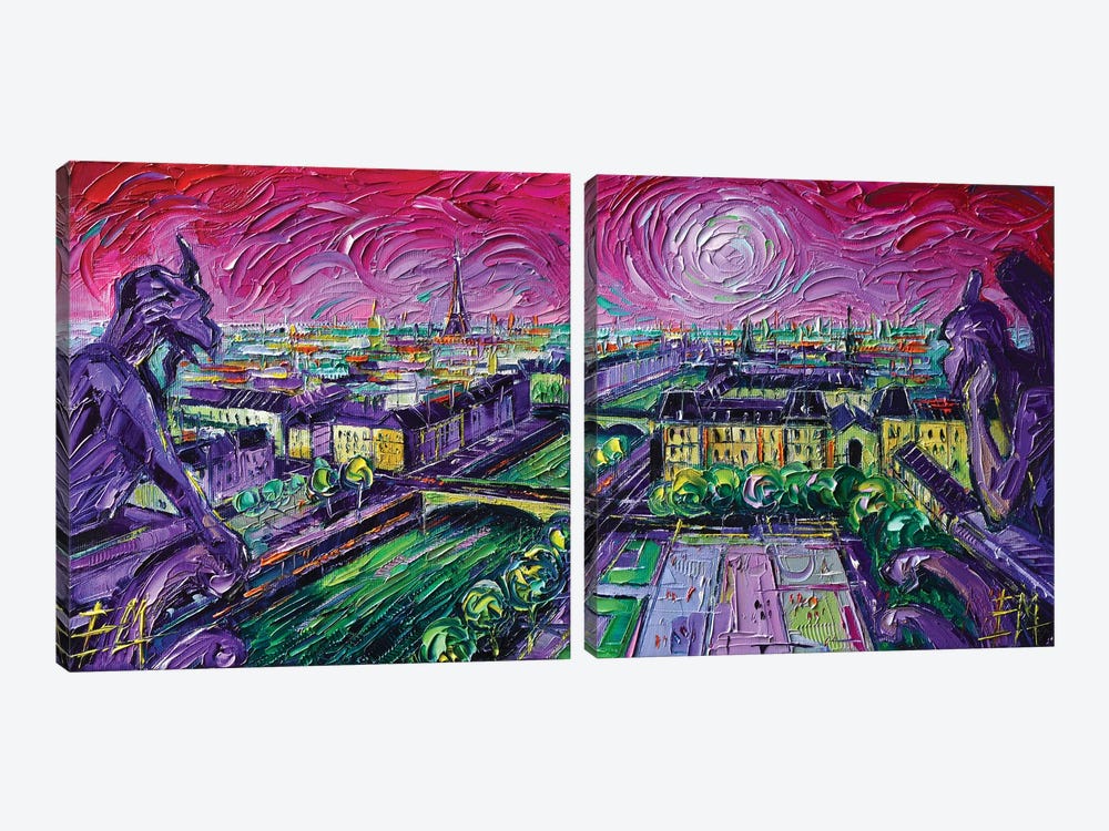Paris View with Gargoyles Diptych by Mona Edulesco 2-piece Canvas Print