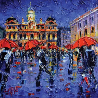 Les Parapluies de Lyon by Mona Edulesco framed wall art