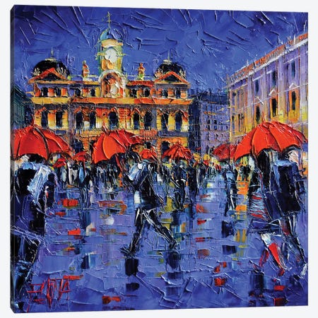 Les Parapluies de Lyon Canvas Print #MGE35} by Mona Edulesco Canvas Art