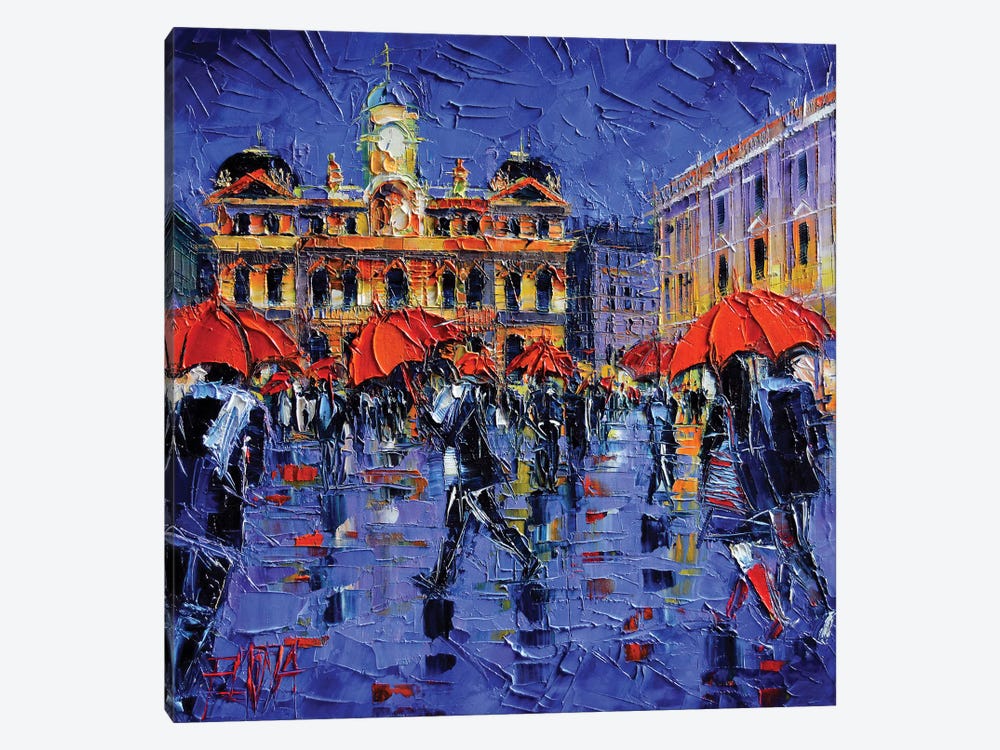 Les Parapluies de Lyon by Mona Edulesco 1-piece Canvas Art Print