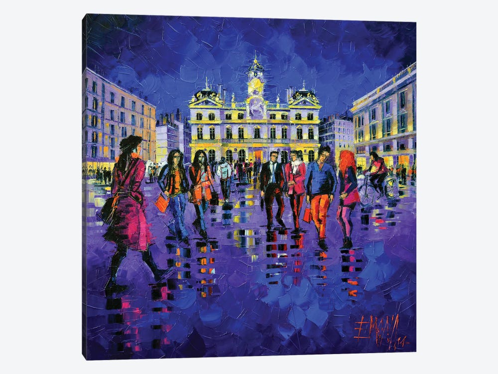 Lights And Colors In Terreaux Square by Mona Edulesco 1-piece Canvas Artwork