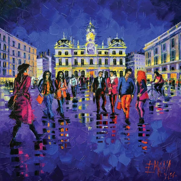 Mona Edulesco: Lights And Colors In Terreaux Square by Mona Edulesco