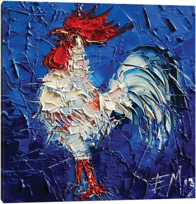 Little Abstract White Rooster Canvas Art Print - Mona Edulesco