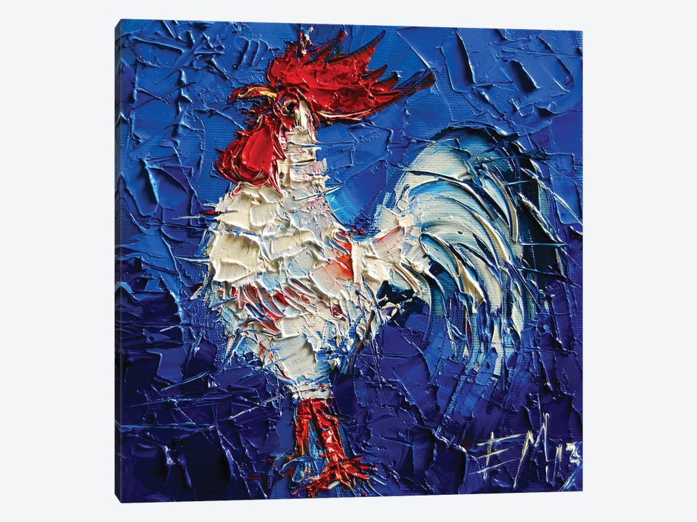 Little Abstract White Rooster by Mona Edulesco 1-piece Canvas Art Print