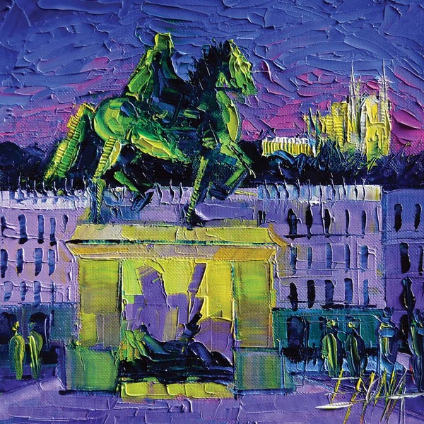 Mona Edulesco: Louis XIV - Bellecour Square By Night Lyon by Mona Edulesco