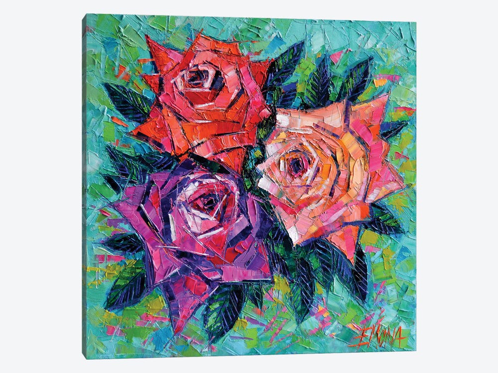 Abstract Bouquet Of Roses by Mona Edulesco 1-piece Canvas Print