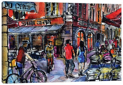 Lyon Cityscape - Rue Saint-Jean Canvas Art Print - Mona Edulesco