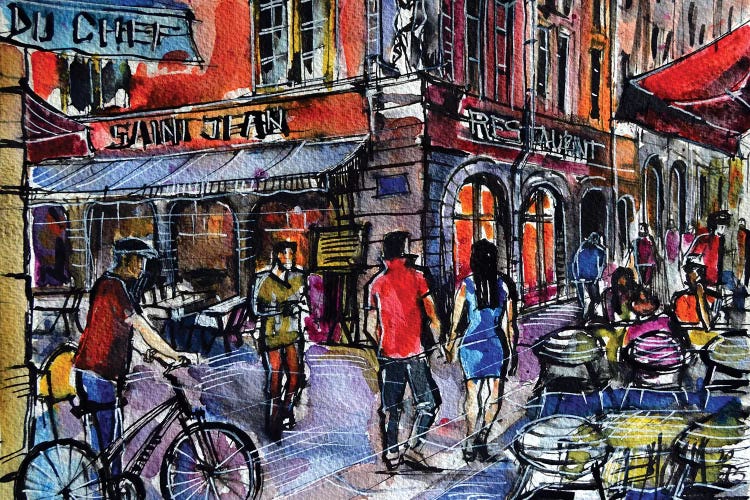 Lyon Cityscape - Rue Saint-Jean by Mona Edulesco wall art