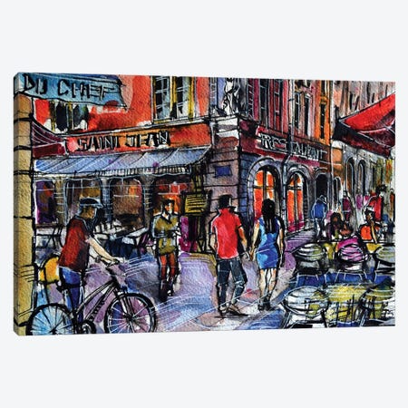 Lyon Cityscape - Rue Saint-Jean Canvas Print #MGE40} by Mona Edulesco Canvas Art