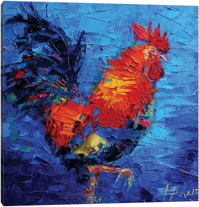 Abstract Colorful Rooster Canvas Art Print - Mona Edulesco