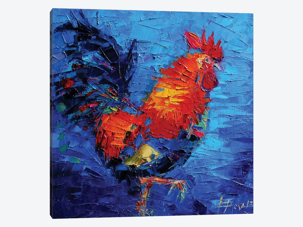 Abstract Colorful Rooster by Mona Edulesco 1-piece Canvas Wall Art