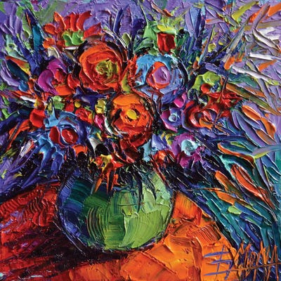 Abstract Floral On Orange Table by Mona Edulesco framed wall art