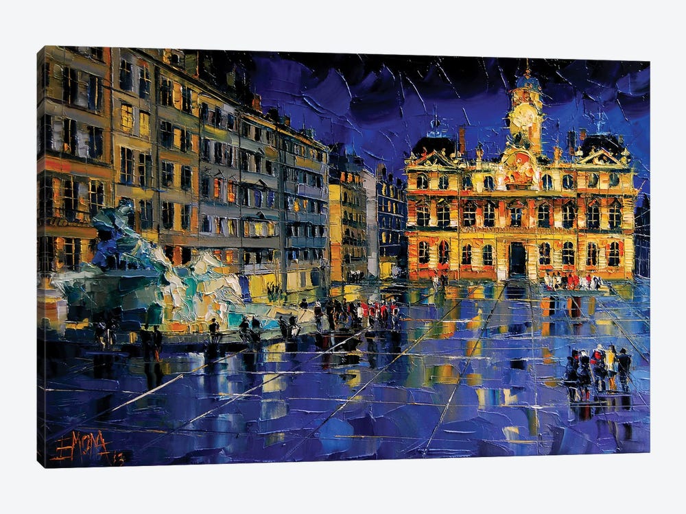 One Evening In Terreaux Square, Lyon by Mona Edulesco 1-piece Canvas Art