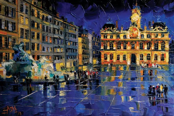 Mona Edulesco: One Evening In Terreaux Square, Lyon by Mona Edulesco