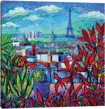 Paris Rooftops Canvas Art Print - Garden & Floral Landscape Art
