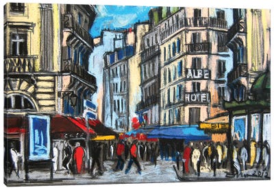 Place St-Michel, Paris Canvas Art Print - Mona Edulesco