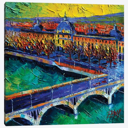 Pont Wilson And Hôtel-Dieu de Lyon Canvas Print #MGE58} by Mona Edulesco Canvas Print