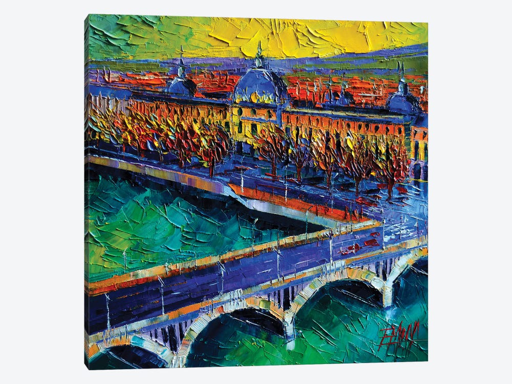 Pont Wilson And Hôtel-Dieu de Lyon by Mona Edulesco 1-piece Canvas Wall Art