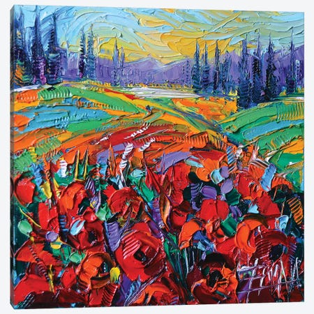 Poppy Field Impression Canvas Print #MGE63} by Mona Edulesco Canvas Art