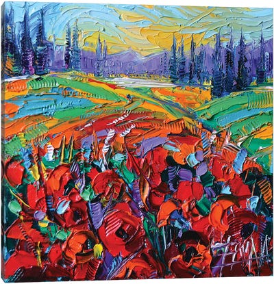 Poppy Field Impression Canvas Art Print - Mona Edulesco