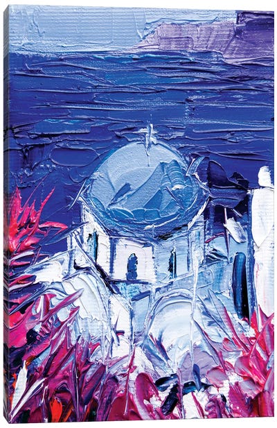 Santorini Church View Canvas Art Print - Dome Art