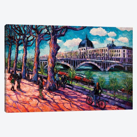 Spring On The Banks Of The Rhône, Lyon France Canvas Print #MGE68} by Mona Edulesco Canvas Artwork