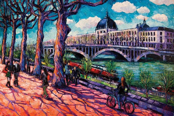 Auvergne-Rhône-Alpes: Spring On The Banks Of The Rhône, Lyon France by Mona Edulesco