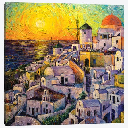 Sunset In Santorini Canvas Print #MGE74} by Mona Edulesco Canvas Art