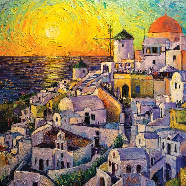 Mona Edulesco: Sunset In Santorini by Mona Edulesco