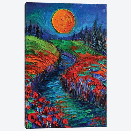 Supermoon And Poppies Canvas Print #MGE77} by Mona Edulesco Canvas Wall Art