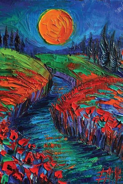 Mona Edulesco: Supermoon And Poppies by Mona Edulesco