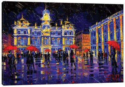 The Festival Of Lights In Lyon France Canvas Art Print - Intense Impressionism
