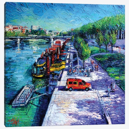 The Lively Banks Of Lyon Canvas Print #MGE82} by Mona Edulesco Canvas Artwork