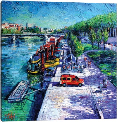 The Lively Banks Of Lyon Canvas Art Print